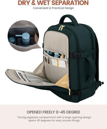 50L Rolling Backpack with Wheels, 18 Inch Carry On Luggage for Women, Water Resistant Wheeled Travel Backpack, Flight Approved Underseat Trolley Bag for Business, Overnight Trips, College