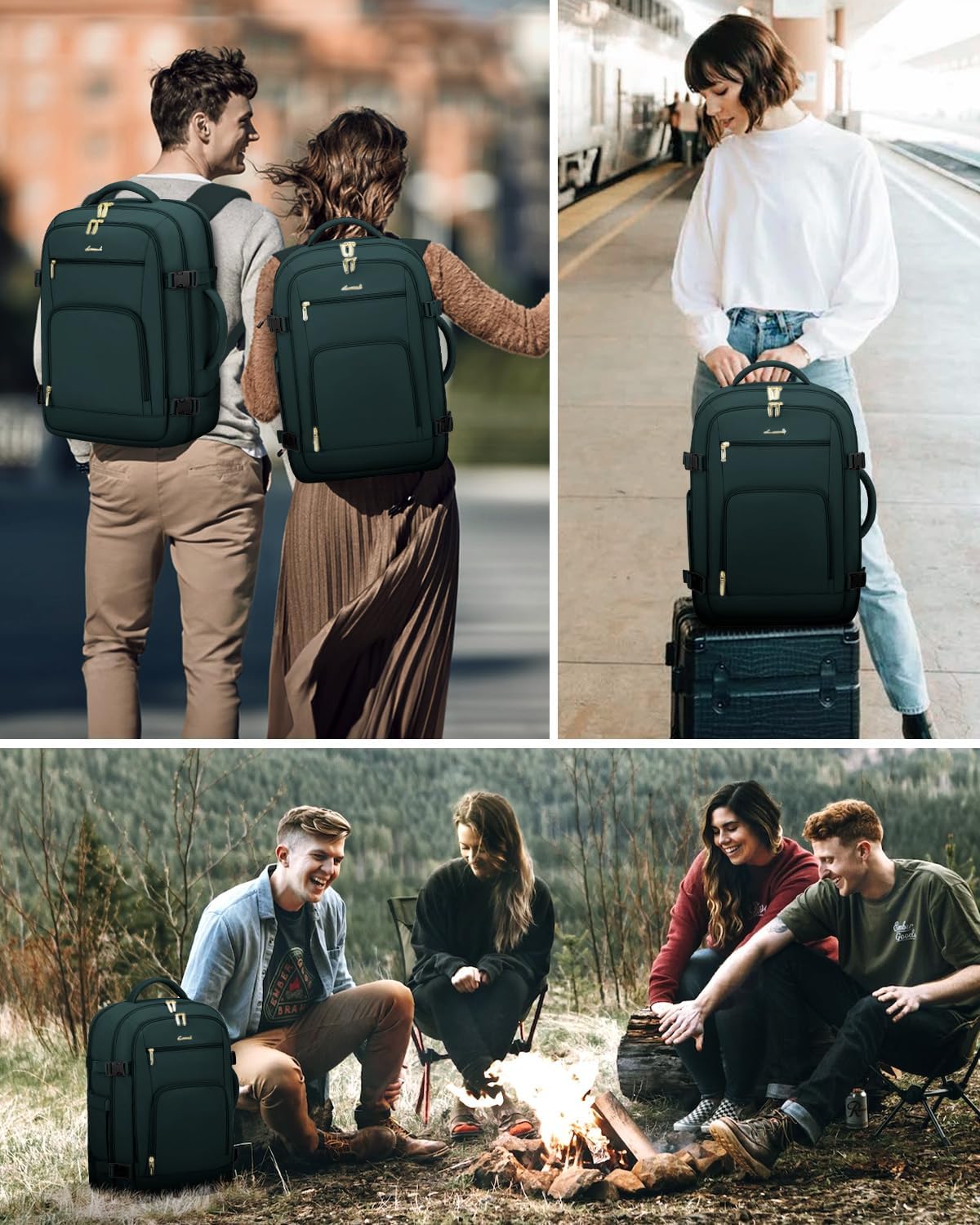 50L Rolling Backpack with Wheels, 18 Inch Carry On Luggage for Women, Water Resistant Wheeled Travel Backpack, Flight Approved Underseat Trolley Bag for Business, Overnight Trips, College