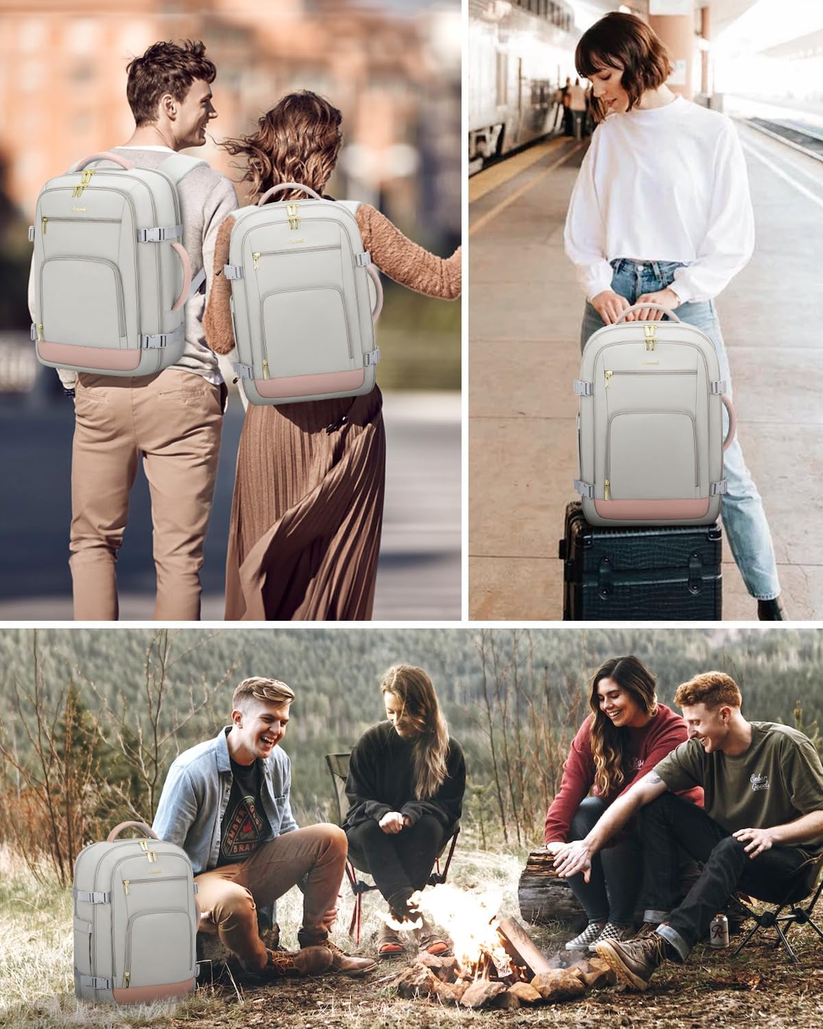 50L Rolling Backpack with Wheels, 18 Inch Carry On Luggage for Women, Water Resistant Wheeled Travel Backpack, Flight Approved Underseat Trolley Bag for Business, Overnight Trips, College