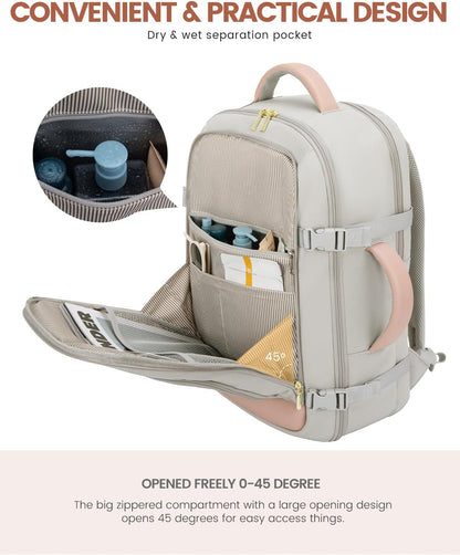50L Rolling Backpack with Wheels, 18 Inch Carry On Luggage for Women, Water Resistant Wheeled Travel Backpack, Flight Approved Underseat Trolley Bag for Business, Overnight Trips, College