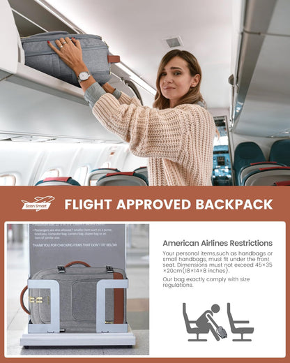 50L Rolling Backpack with Wheels, 18 Inch Carry On Luggage for Women, Water Resistant Wheeled Travel Backpack, Flight Approved Underseat Trolley Bag for Business, Overnight Trips, College