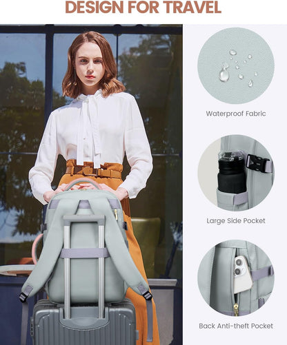 50L Rolling Backpack with Wheels, 18 Inch Carry On Luggage for Women, Water Resistant Wheeled Travel Backpack, Flight Approved Underseat Trolley Bag for Business, Overnight Trips, College