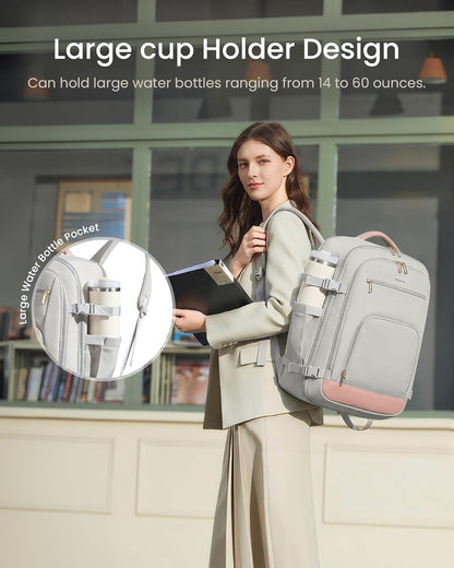 50L Rolling Backpack with Wheels, 18 Inch Carry On Luggage for Women, Water Resistant Wheeled Travel Backpack, Flight Approved Underseat Trolley Bag for Business, Overnight Trips, College