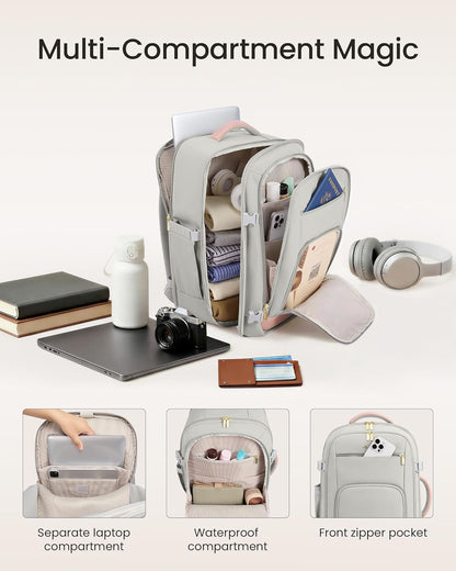 50L Rolling Backpack with Wheels, 18 Inch Carry On Luggage for Women, Water Resistant Wheeled Travel Backpack, Flight Approved Underseat Trolley Bag for Business, Overnight Trips, College