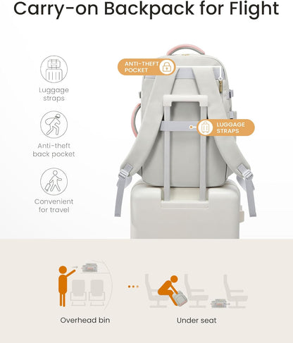 50L Rolling Backpack with Wheels, 18 Inch Carry On Luggage for Women, Water Resistant Wheeled Travel Backpack, Flight Approved Underseat Trolley Bag for Business, Overnight Trips, College