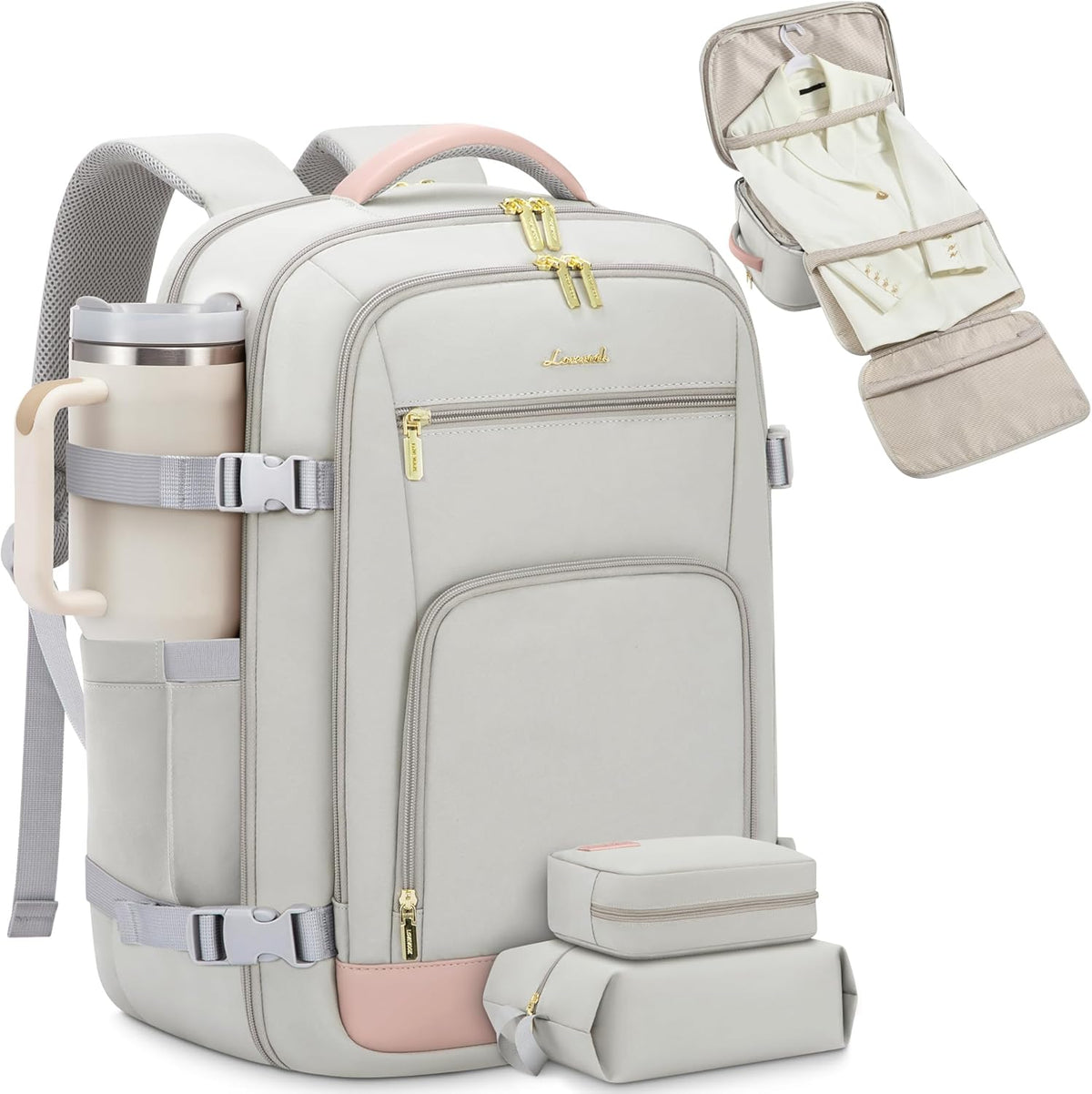 50L Rolling Backpack with Wheels, 18 Inch Carry On Luggage for Women, Water Resistant Wheeled Travel Backpack, Flight Approved Underseat Trolley Bag for Business, Overnight Trips, College