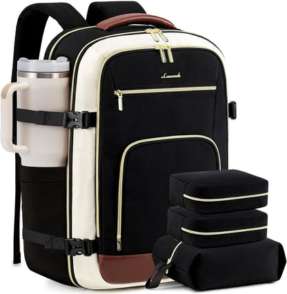50L Rolling Backpack with Wheels, 18 Inch Carry On Luggage for Women, Water Resistant Wheeled Travel Backpack, Flight Approved Underseat Trolley Bag for Business, Overnight Trips, College