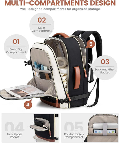 50L Rolling Backpack with Wheels, 18 Inch Carry On Luggage for Women, Water Resistant Wheeled Travel Backpack, Flight Approved Underseat Trolley Bag for Business, Overnight Trips, College