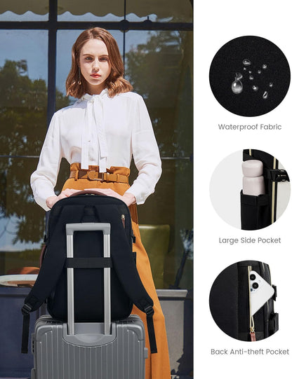 50L Rolling Backpack with Wheels, 18 Inch Carry On Luggage for Women, Water Resistant Wheeled Travel Backpack, Flight Approved Underseat Trolley Bag for Business, Overnight Trips, College