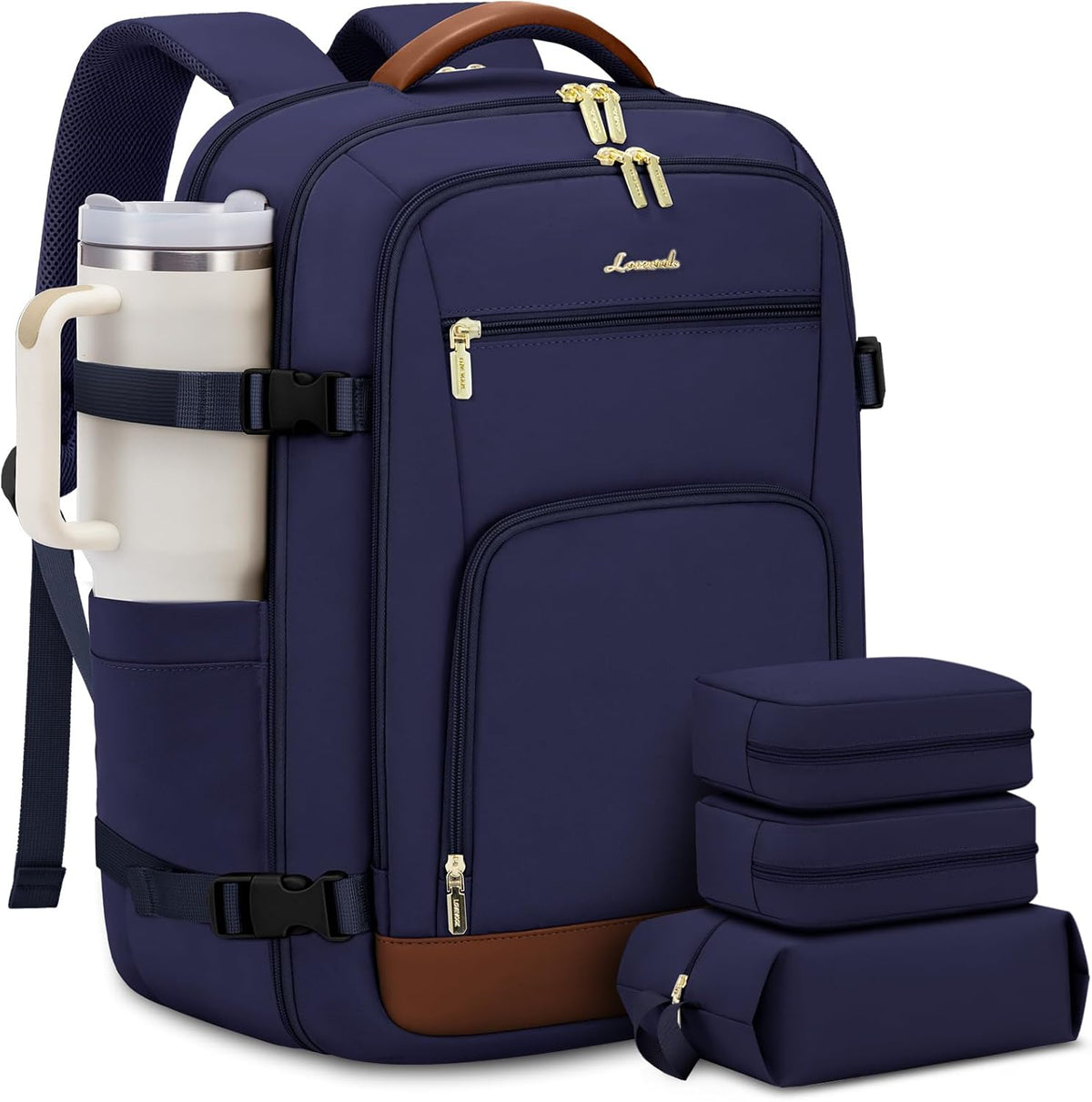 50L Rolling Backpack with Wheels, 18 Inch Carry On Luggage for Women, Water Resistant Wheeled Travel Backpack, Flight Approved Underseat Trolley Bag for Business, Overnight Trips, College