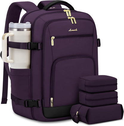 50L Rolling Backpack with Wheels, 18 Inch Carry On Luggage for Women, Water Resistant Wheeled Travel Backpack, Flight Approved Underseat Trolley Bag for Business, Overnight Trips, College