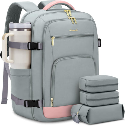 50L Rolling Backpack with Wheels, 18 Inch Carry On Luggage for Women, Water Resistant Wheeled Travel Backpack, Flight Approved Underseat Trolley Bag for Business, Overnight Trips, College