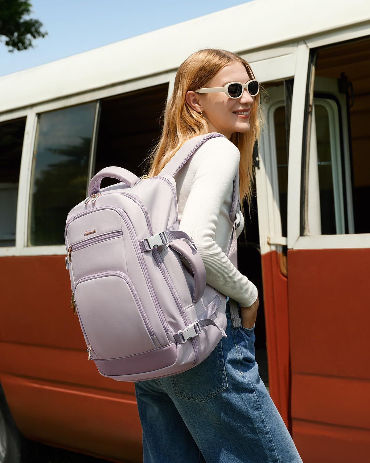 50L Rolling Backpack with Wheels, 18 Inch Carry On Luggage for Women, Water Resistant Wheeled Travel Backpack, Flight Approved Underseat Trolley Bag for Business, Overnight Trips, College