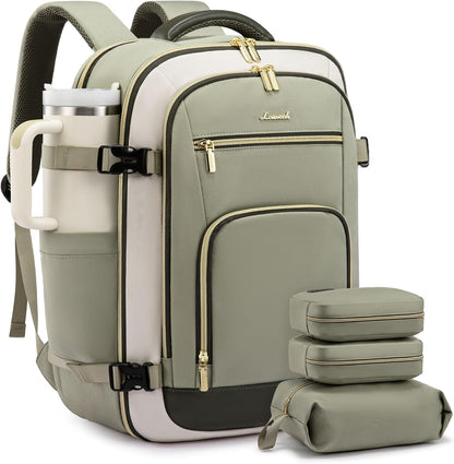 50L Rolling Backpack with Wheels, 18 Inch Carry On Luggage for Women, Water Resistant Wheeled Travel Backpack, Flight Approved Underseat Trolley Bag for Business, Overnight Trips, College