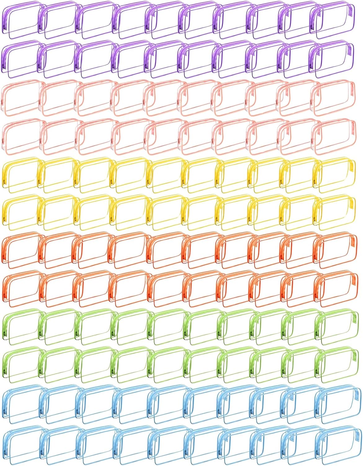 120 Pcs Clear Makeup Bags Bulk Tsa Approved Toiletry Bag for Travel Transparent Cosmetic Bag PVC Waterproof Travel Small Pouches with Zipper for Men and Women (Muti color)