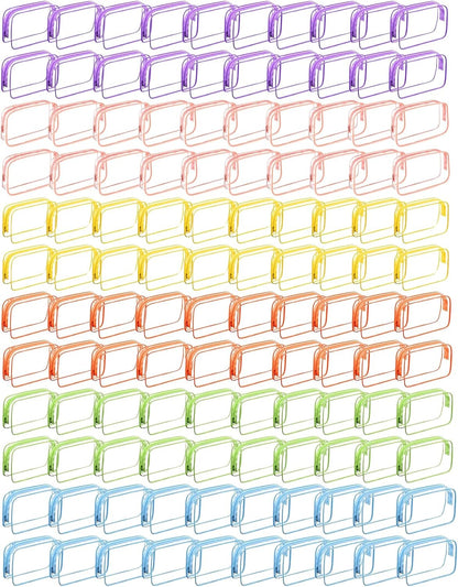 120 Pcs Clear Makeup Bags Bulk Tsa Approved Toiletry Bag for Travel Transparent Cosmetic Bag PVC Waterproof Travel Small Pouches with Zipper for Men and Women (Muti color)