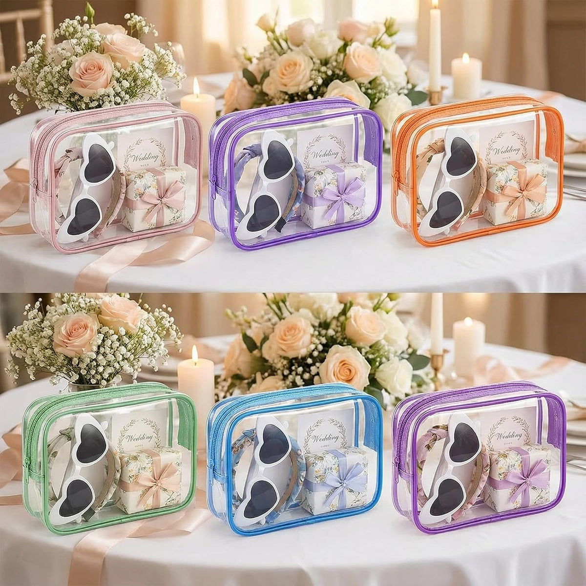 120 Pcs Clear Makeup Bags Bulk Tsa Approved Toiletry Bag for Travel Transparent Cosmetic Bag PVC Waterproof Travel Small Pouches with Zipper for Men and Women (Muti color)