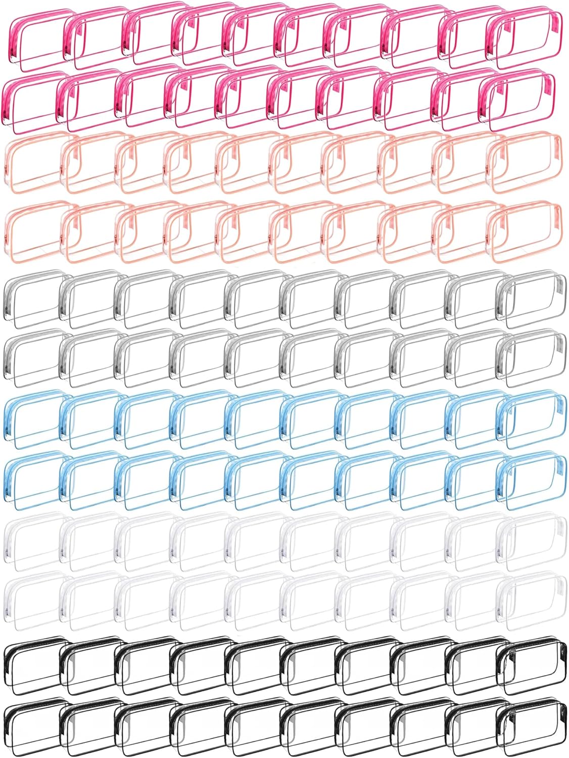 120 Pcs Clear Makeup Bags Bulk Tsa Approved Toiletry Bag for Travel Transparent Cosmetic Bag PVC Waterproof Travel Small Pouches with Zipper for Men and Women (Muti color)