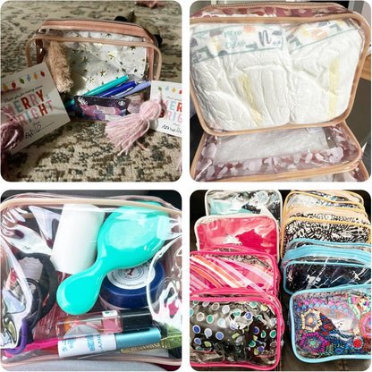 120 Pcs Clear Makeup Bags Bulk Tsa Approved Toiletry Bag for Travel Transparent Cosmetic Bag PVC Waterproof Travel Small Pouches with Zipper for Men and Women (Muti color)