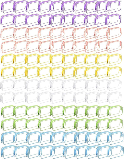 120 Pcs Clear Makeup Bags Bulk Tsa Approved Toiletry Bag for Travel Transparent Cosmetic Bag PVC Waterproof Travel Small Pouches with Zipper for Men and Women (Muti color)
