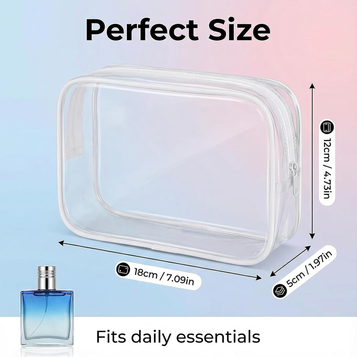 120 Pcs Clear Makeup Bags Bulk Tsa Approved Toiletry Bag for Travel Transparent Cosmetic Bag PVC Waterproof Travel Small Pouches with Zipper for Men and Women (Muti color)