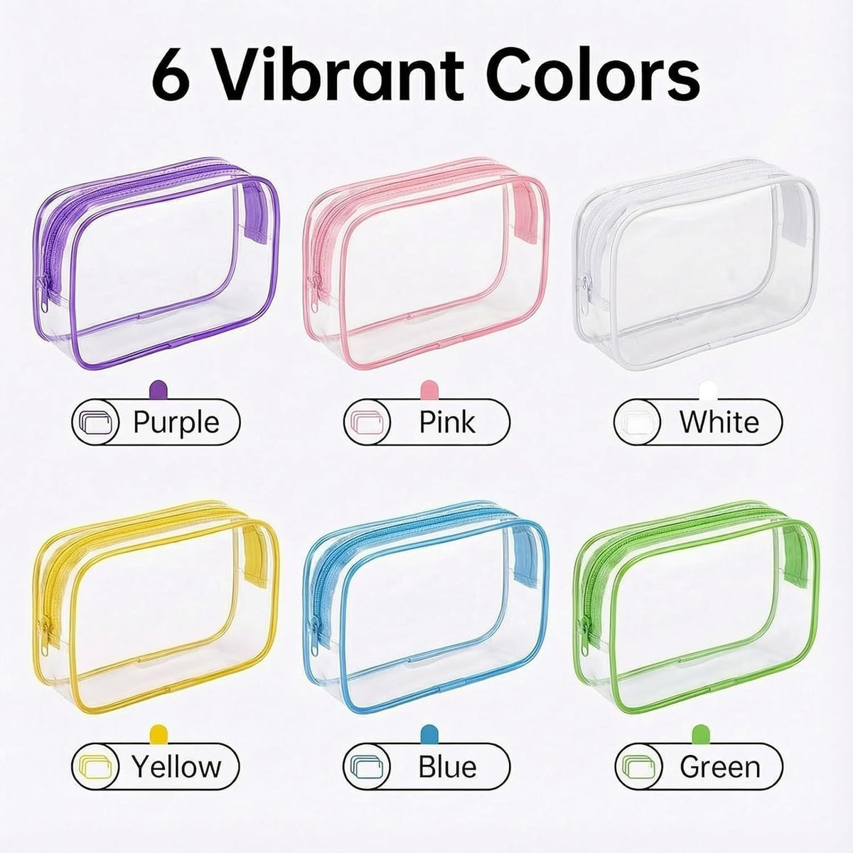 120 Pcs Clear Makeup Bags Bulk Tsa Approved Toiletry Bag for Travel Transparent Cosmetic Bag PVC Waterproof Travel Small Pouches with Zipper for Men and Women (Muti color)