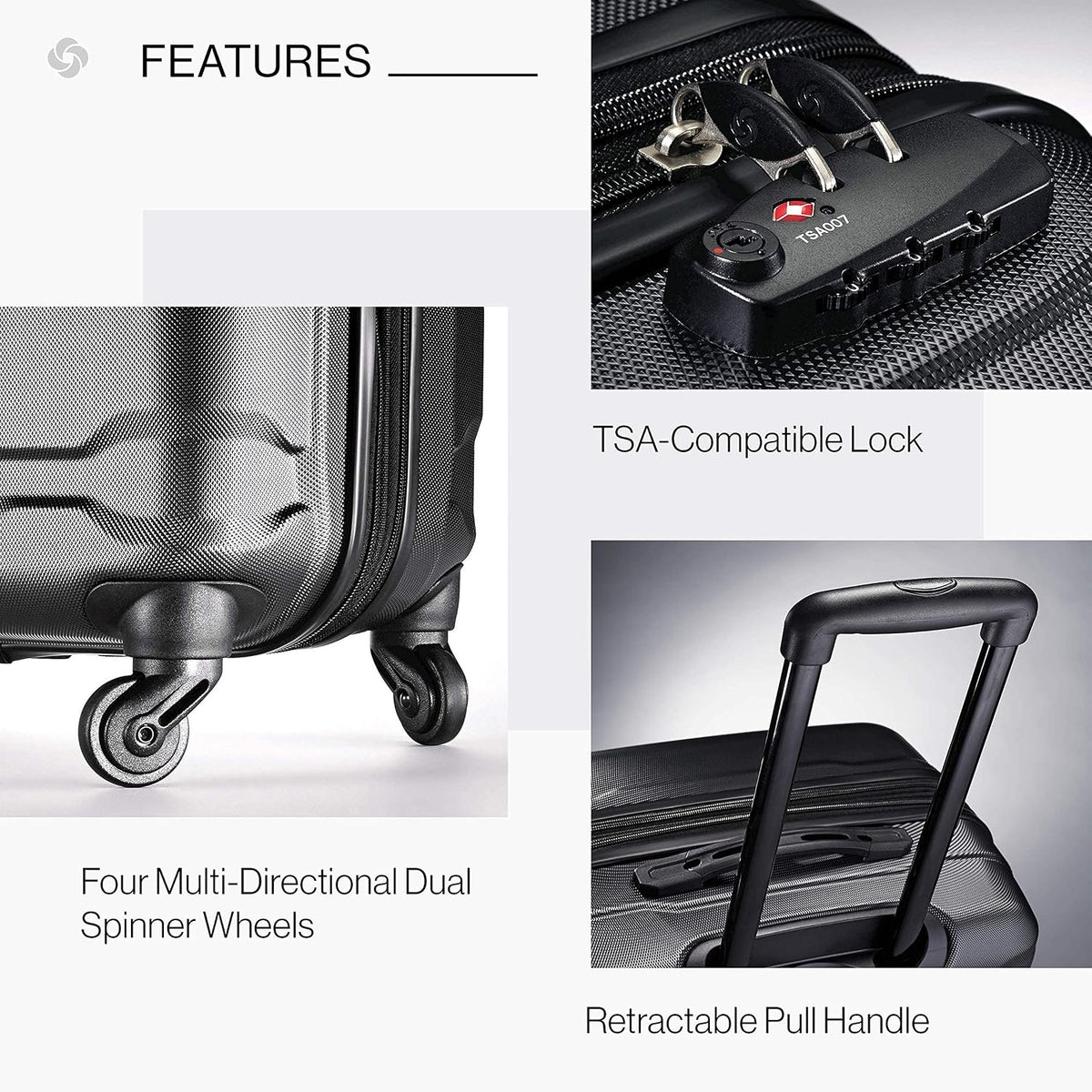 Omni PC Hardside Expandable Luggage with Spinner Wheels, Black, Carry-On 20-Inch