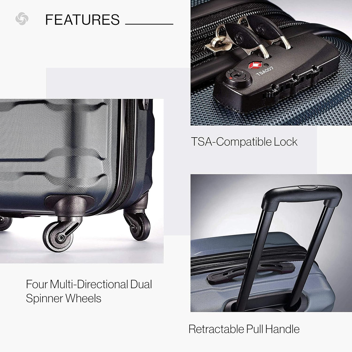 Omni PC Hardside Expandable Luggage with Spinner Wheels, Black, Carry-On 20-Inch