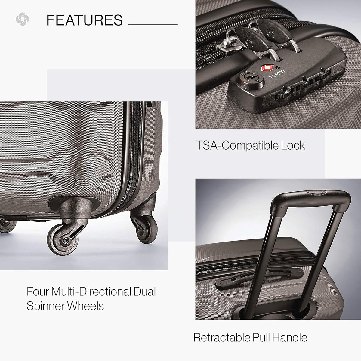 Omni PC Hardside Expandable Luggage with Spinner Wheels, Black, Carry-On 20-Inch