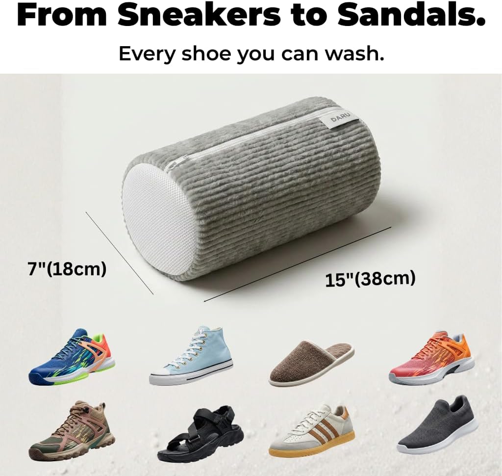 2PCS Shoe Washing Machine Bag - 360° Deep Clean Sneaker Laundry Bag with Self-Locking Zipper, Fits Most Sneakers & Shoes (Grey)