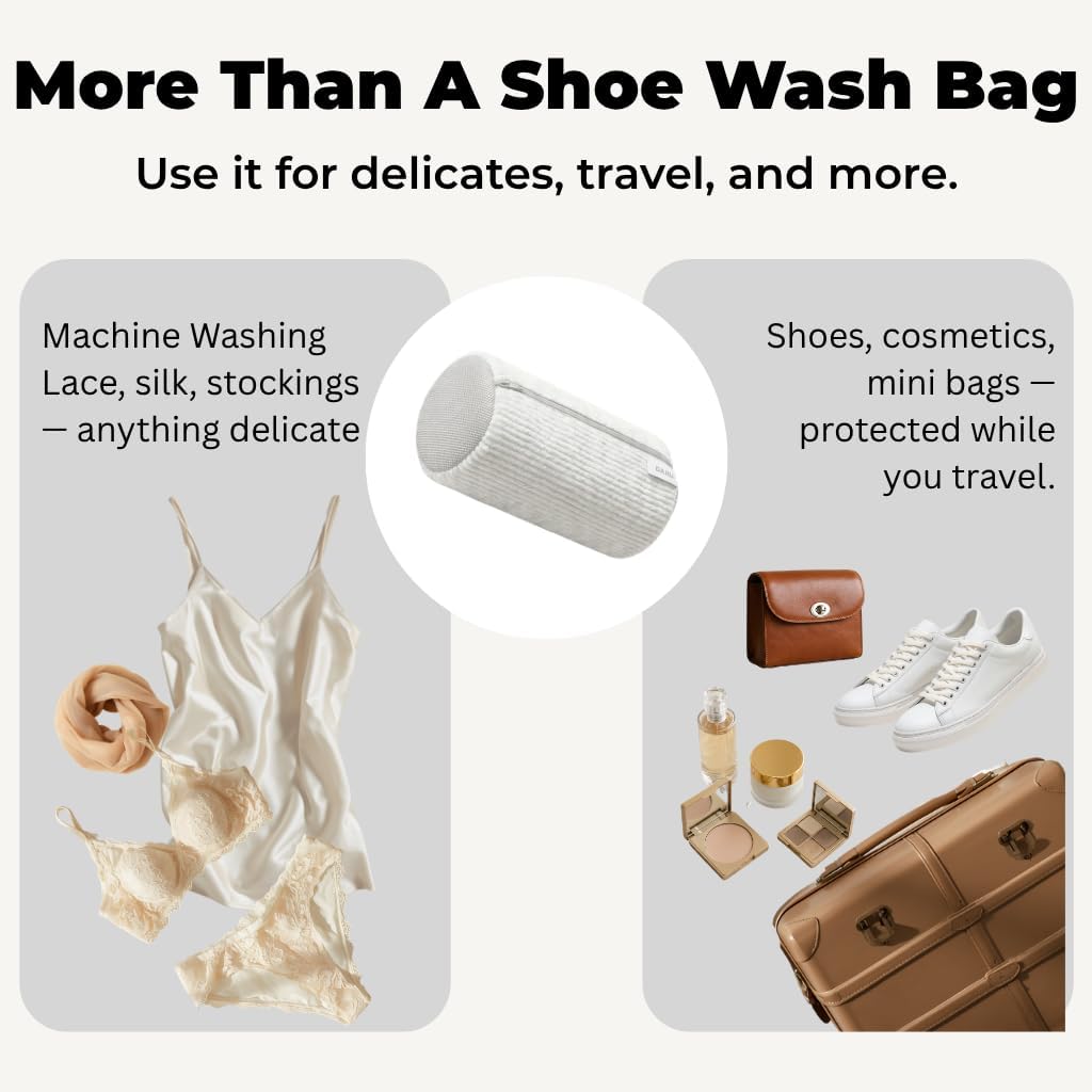 2PCS Shoe Washing Machine Bag - 360° Deep Clean Sneaker Laundry Bag with Self-Locking Zipper, Fits Most Sneakers & Shoes (Grey)