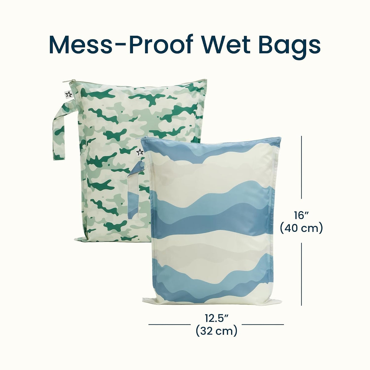 Mess Proof Wet Bags | Reusable Waterproof Wet Bags for Swimsuits | Baby Clothes | Travel & Diaper Bag (Black, Green Checkers) - Colors A
