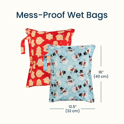 Mess Proof Wet Bags | Reusable Waterproof Wet Bags for Swimsuits | Baby Clothes | Travel & Diaper Bag (Black, Green Checkers) - Colors A