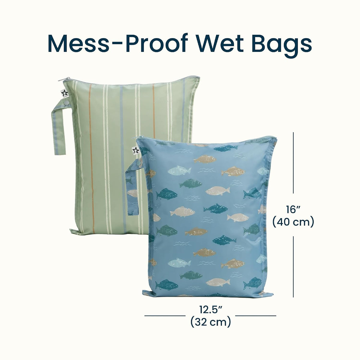 Mess Proof Wet Bags | Reusable Waterproof Wet Bags for Swimsuits | Baby Clothes | Travel & Diaper Bag (Black, Green Checkers) - Colors A