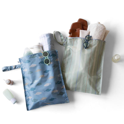 Mess Proof Wet Bags | Reusable Waterproof Wet Bags for Swimsuits | Baby Clothes | Travel & Diaper Bag (Black, Green Checkers) - Colors A