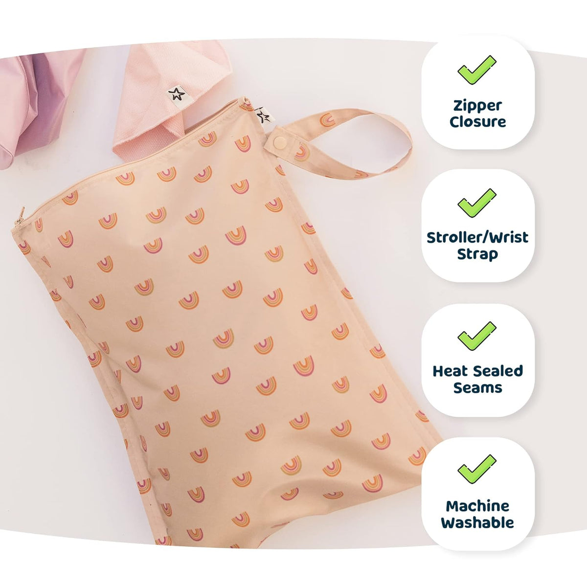 Mess Proof Wet Bags | Reusable Waterproof Wet Bags for Swimsuits | Baby Clothes | Travel & Diaper Bag (Black, Green Checkers) - Colors A