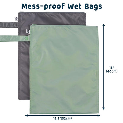 Mess Proof Wet Bags | Reusable Waterproof Wet Bags for Swimsuits | Baby Clothes | Travel & Diaper Bag (Black, Green Checkers) - Colors A