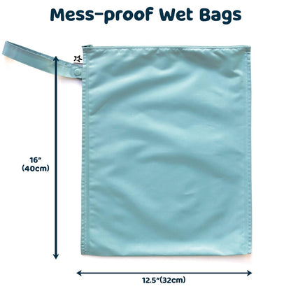 Mess Proof Wet Bags | Reusable Waterproof Wet Bags for Swimsuits | Baby Clothes | Travel & Diaper Bag (Black, Green Checkers) - Colors A