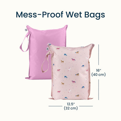 Mess Proof Wet Bags | Reusable Waterproof Wet Bags for Swimsuits | Baby Clothes | Travel & Diaper Bag (Black, Green Checkers) - Colors A