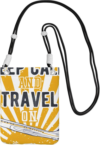 Keep Calm and Travel On for Crossbody Phone Bag, Small & Lightweight Crossbody Purse for Women with Adjustable Strap, Water-Resistant Daily Commuter Bag for Phone, Wallet, Keys