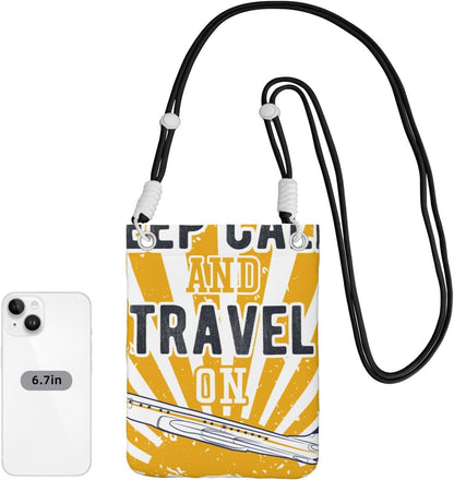 Keep Calm and Travel On for Crossbody Phone Bag, Small & Lightweight Crossbody Purse for Women with Adjustable Strap, Water-Resistant Daily Commuter Bag for Phone, Wallet, Keys