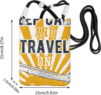 Keep Calm and Travel On for Crossbody Phone Bag, Small & Lightweight Crossbody Purse for Women with Adjustable Strap, Water-Resistant Daily Commuter Bag for Phone, Wallet, Keys