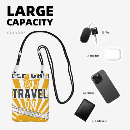 Keep Calm and Travel On for Crossbody Phone Bag, Small & Lightweight Crossbody Purse for Women with Adjustable Strap, Water-Resistant Daily Commuter Bag for Phone, Wallet, Keys
