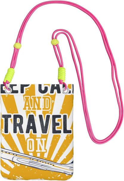 Keep Calm and Travel On for Crossbody Phone Bag, Small & Lightweight Crossbody Purse for Women with Adjustable Strap, Water-Resistant Daily Commuter Bag for Phone, Wallet, Keys