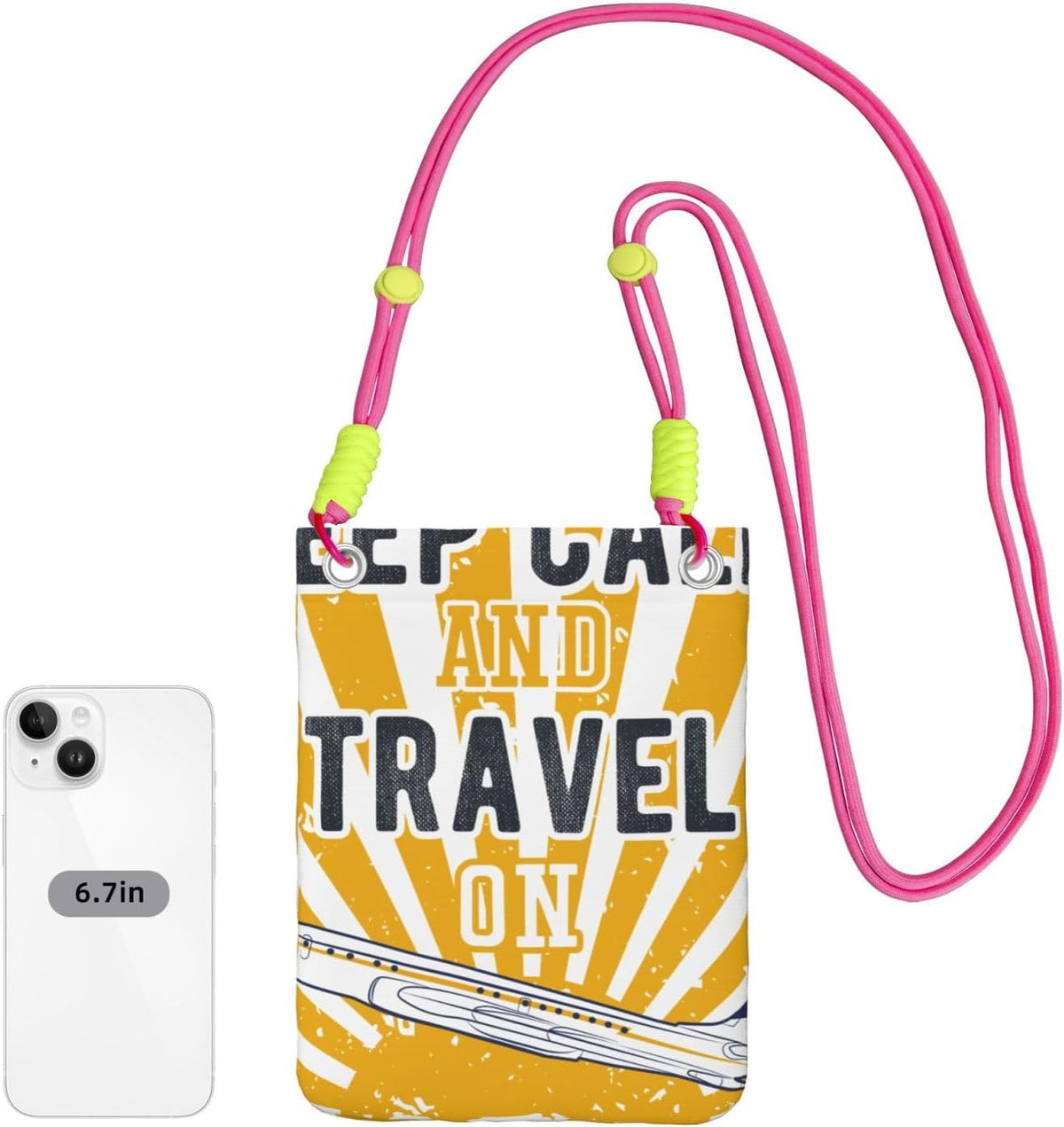 Keep Calm and Travel On for Crossbody Phone Bag, Small & Lightweight Crossbody Purse for Women with Adjustable Strap, Water-Resistant Daily Commuter Bag for Phone, Wallet, Keys