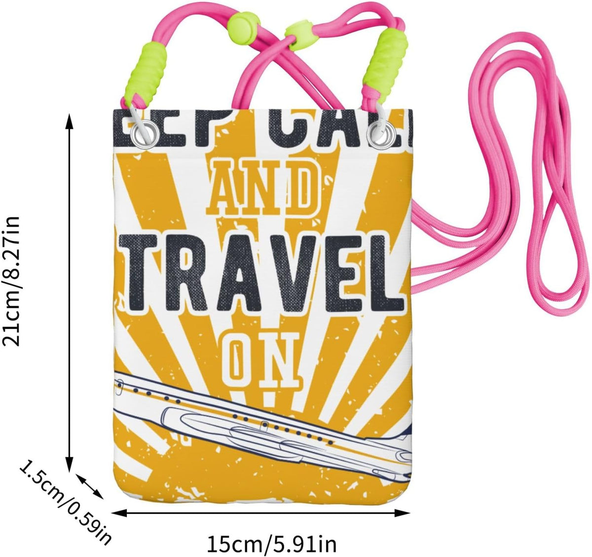 Keep Calm and Travel On for Crossbody Phone Bag, Small & Lightweight Crossbody Purse for Women with Adjustable Strap, Water-Resistant Daily Commuter Bag for Phone, Wallet, Keys