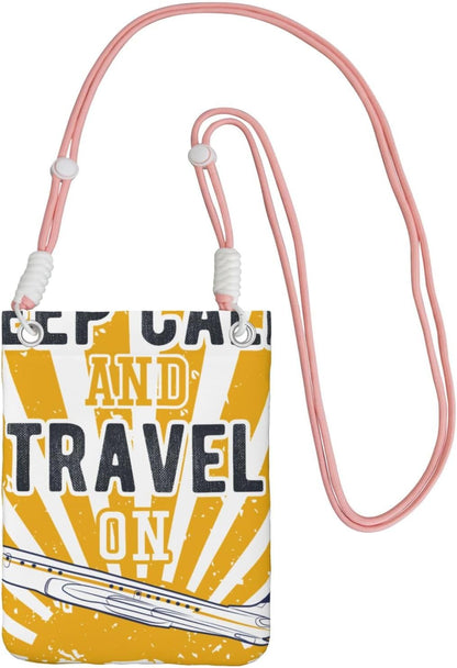 Keep Calm and Travel On for Crossbody Phone Bag, Small & Lightweight Crossbody Purse for Women with Adjustable Strap, Water-Resistant Daily Commuter Bag for Phone, Wallet, Keys