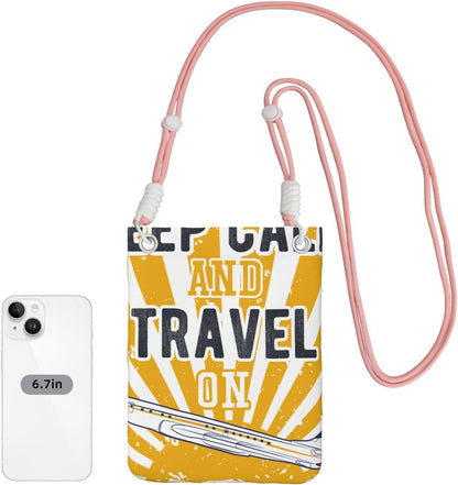 Keep Calm and Travel On for Crossbody Phone Bag, Small & Lightweight Crossbody Purse for Women with Adjustable Strap, Water-Resistant Daily Commuter Bag for Phone, Wallet, Keys