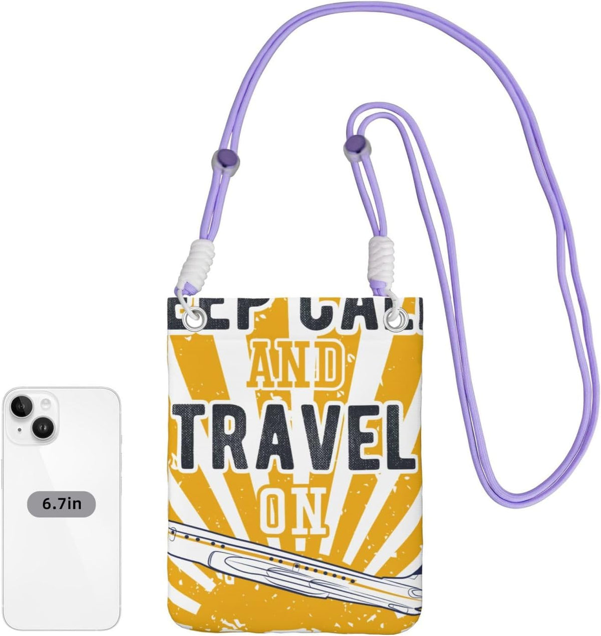 Keep Calm and Travel On for Crossbody Phone Bag, Small & Lightweight Crossbody Purse for Women with Adjustable Strap, Water-Resistant Daily Commuter Bag for Phone, Wallet, Keys