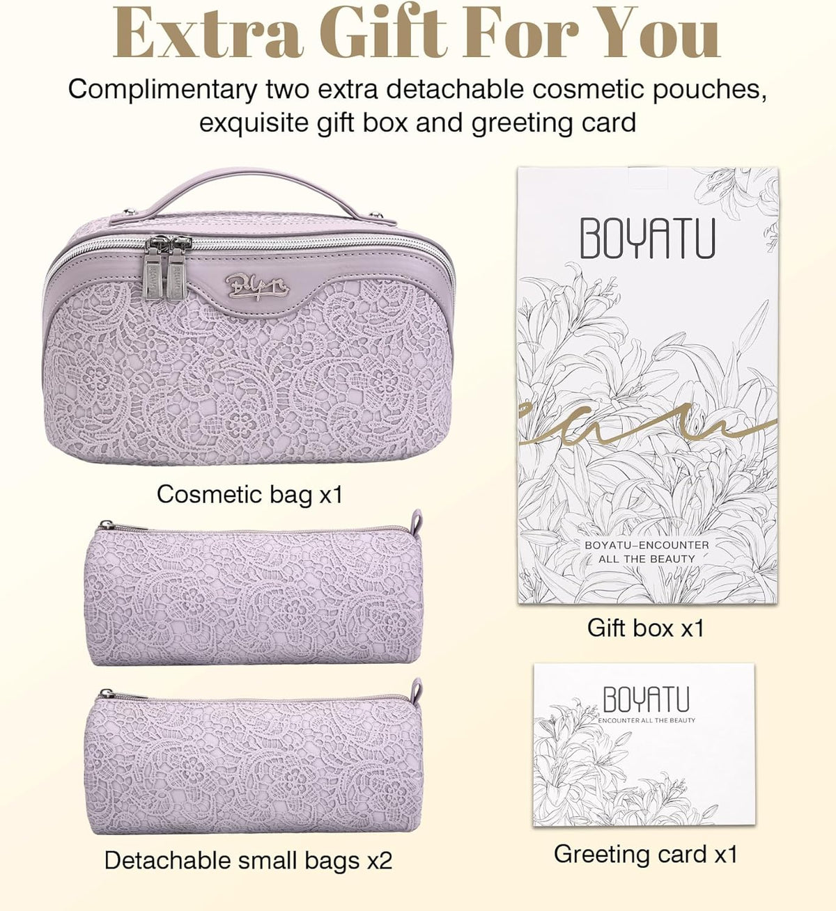 Travel Makeup Bags Cosmetic Organizer Bag: 3-Set Large Capacity Make up Bag - PU Leather Toiletry Bags for Women - Wide Open Portable Pouch with Divider & Handle (02-Light Green)